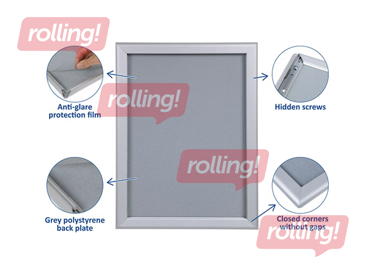 Alumīnija profilu rāmis ar skavām, zelta, A4