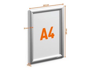 Aluminum profile frame with clips Durable, A4, silver