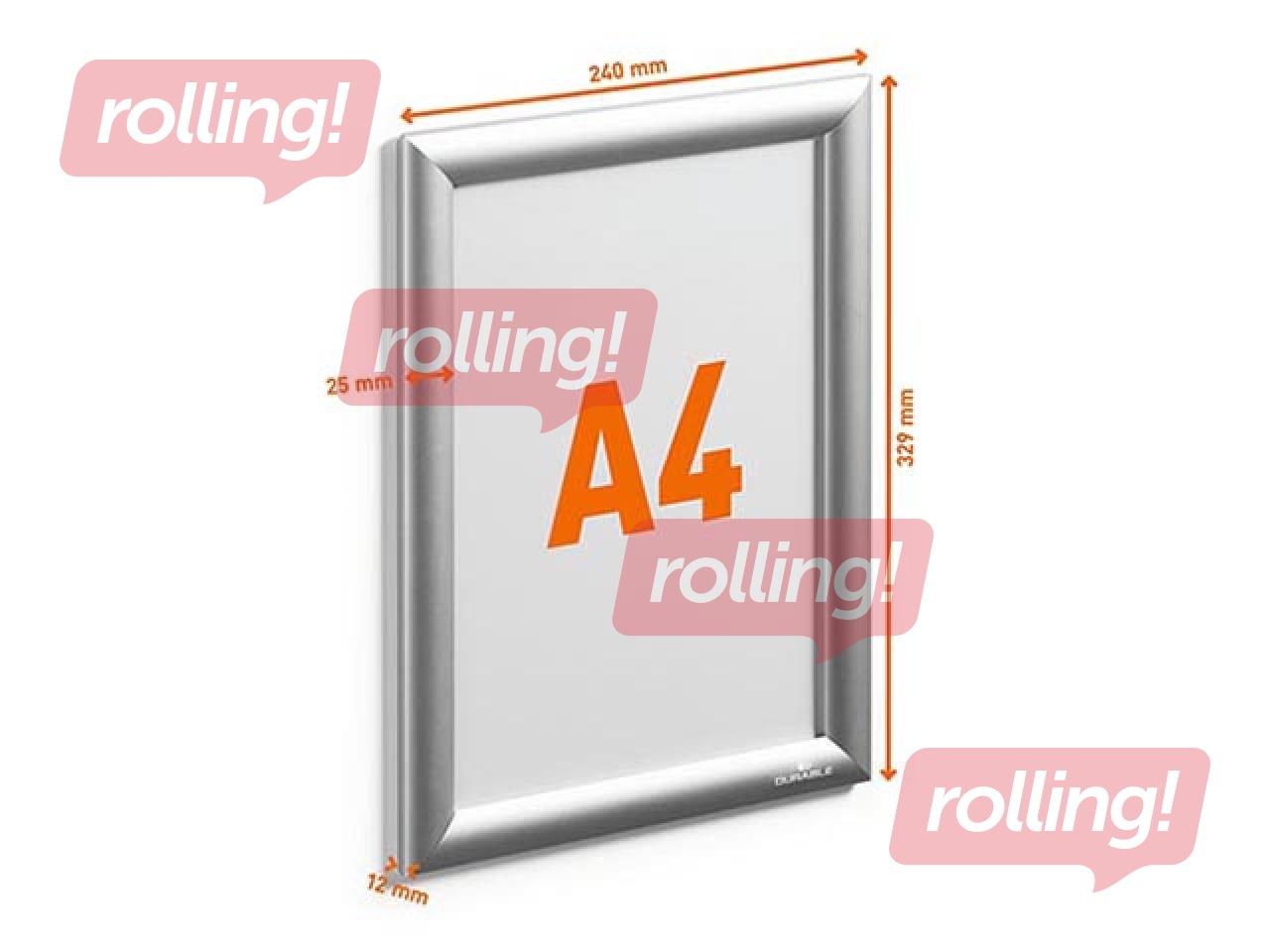 Aluminum profile frame with clips Durable, A4, silver