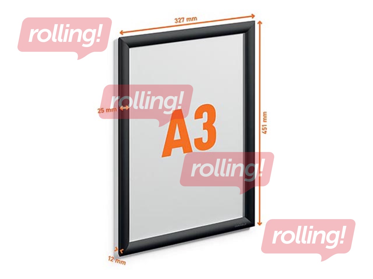 Alumīnija profilu rāmis ar skavām Durable, A3, melns