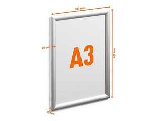 Алюминиевая рамка с зажимами Durable, A3, серебристая