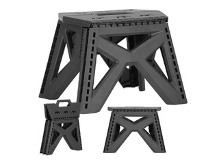 Pakāpienu soliņš Springos, saliekams, melns, 23cm