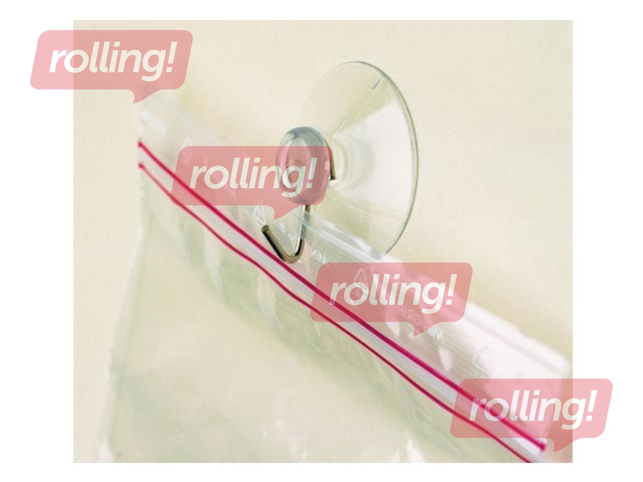 Suction cup with metal hook.