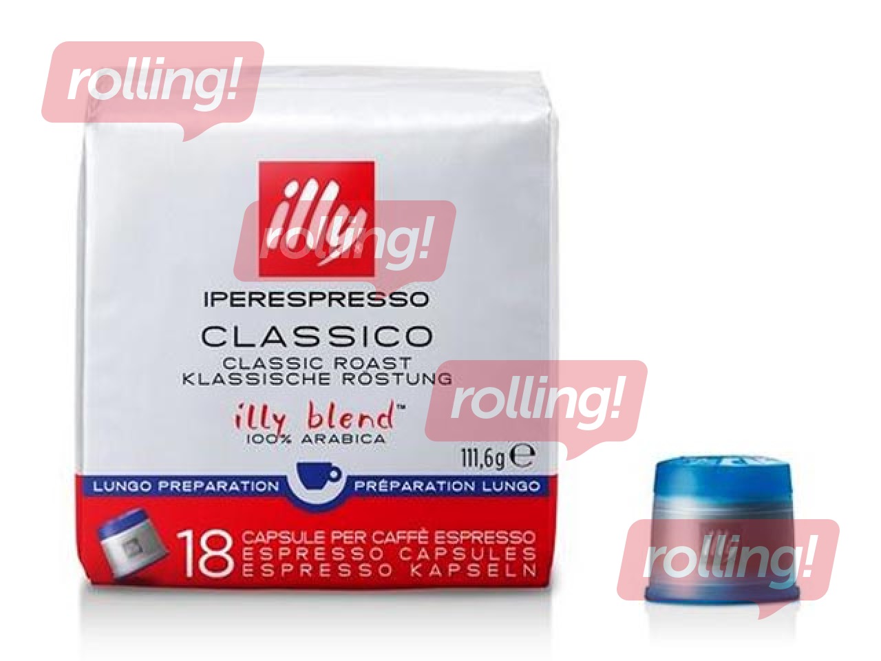 Кофе в капсулах Illy Classico Lungo, IperEspresso, 18шт