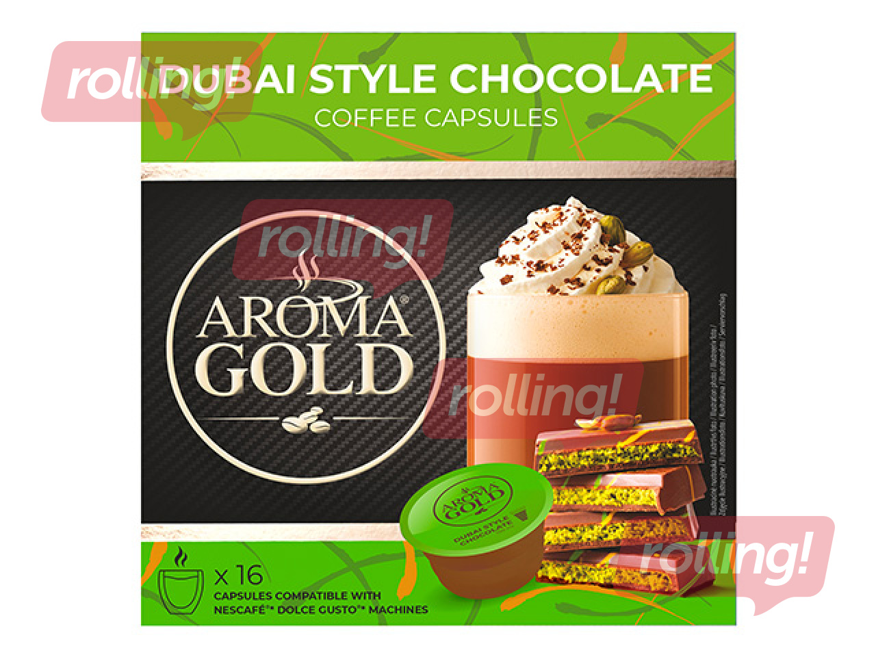 Kafijas kapsulas, Aroma Gold, Dubai Style Chocolate, 16 gab.