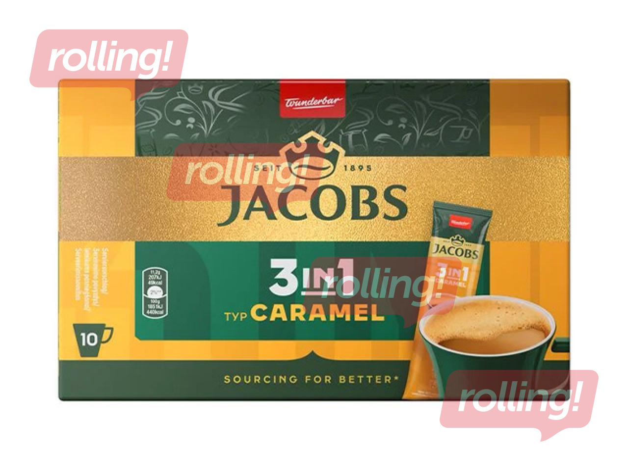 Кофейный напиток Jacobs 3-в-1, карамельный, 10 x 11,2 г