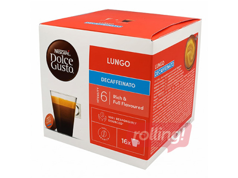 Nescafe Lungo Decaffeinato kohvikapslid, Dolce Gusto, 16tk