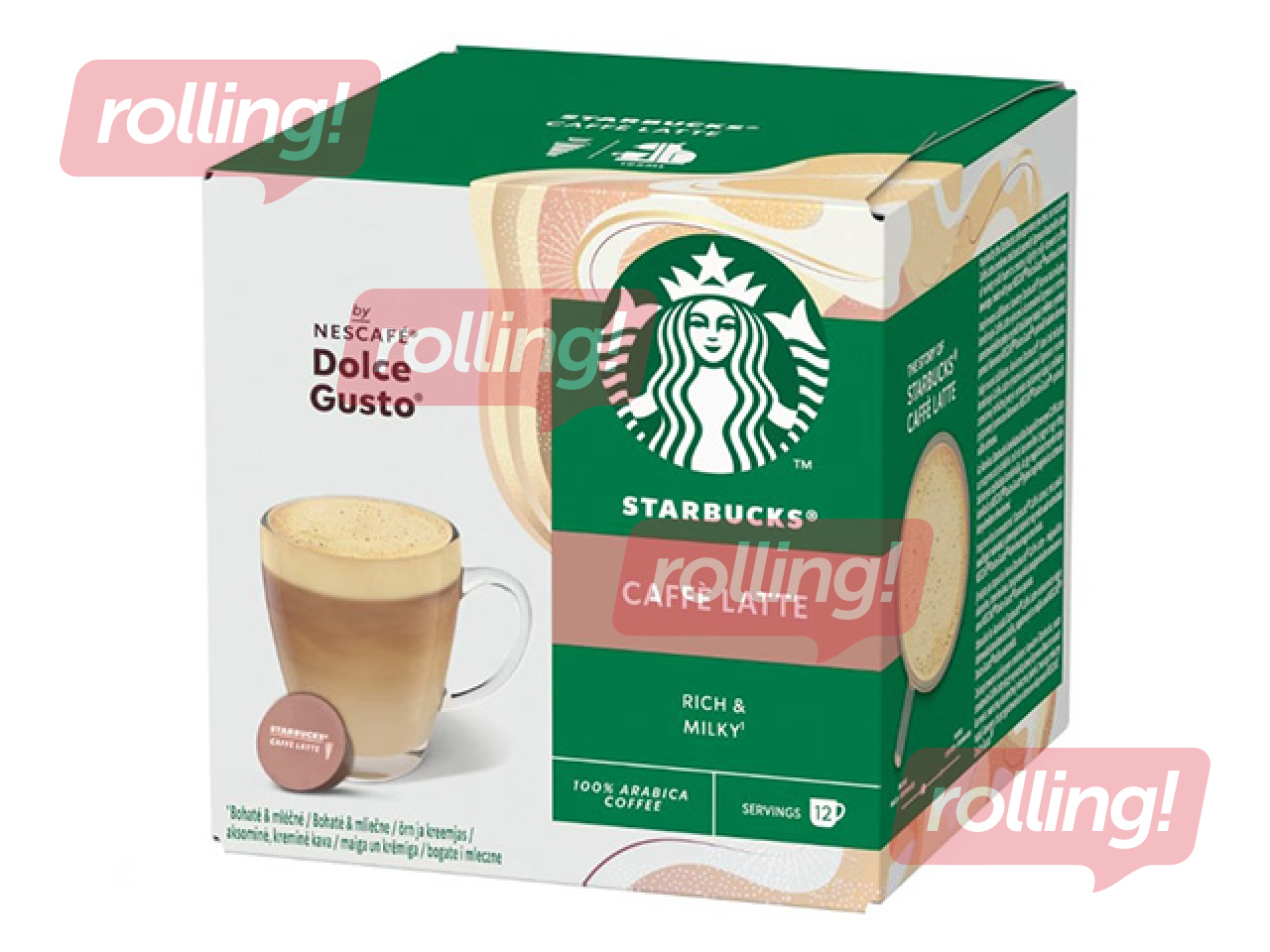Kafijas kapsulas Starbucks Caffe Latte, Dolce Gusto, 12 gab.