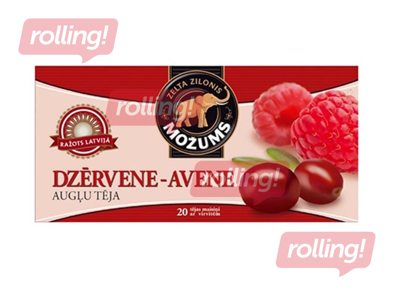Fruit tea Možums, cranberry/raspberry, 20 tea bags
