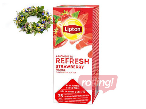 Tēja melnā Lipton, zemeņu, 25 pac. +Līgo dāvana!