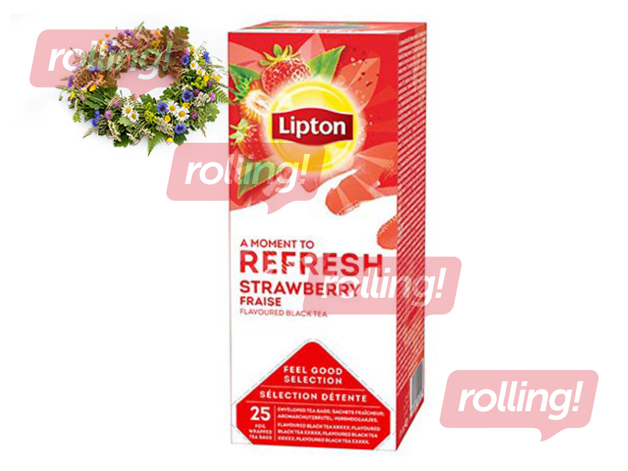 Tēja melnā Lipton, zemeņu, 25 pac. +Līgo dāvana!
