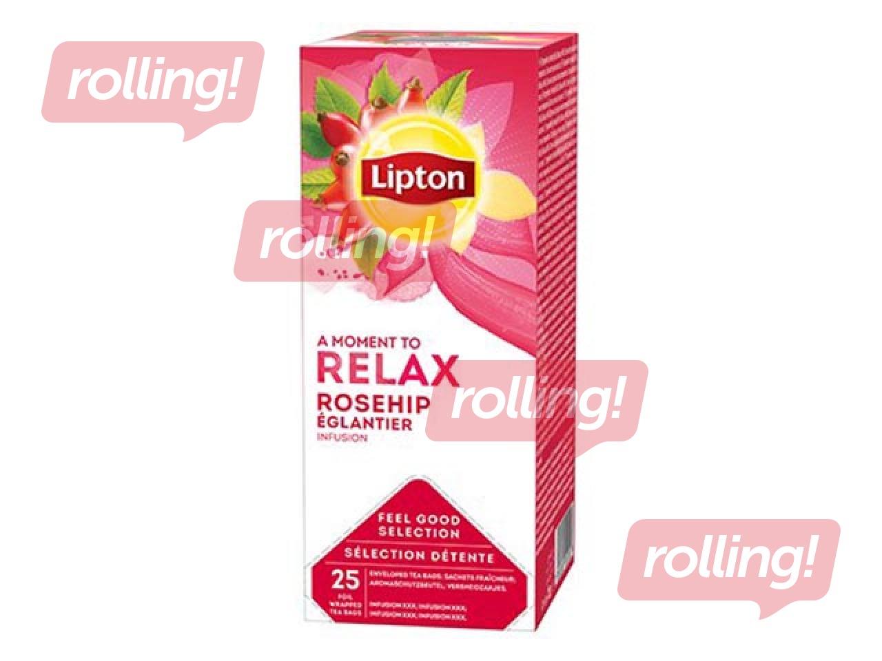 Фруктовый чай Lipton, шиповник и гибискус, 25 пакетиков 