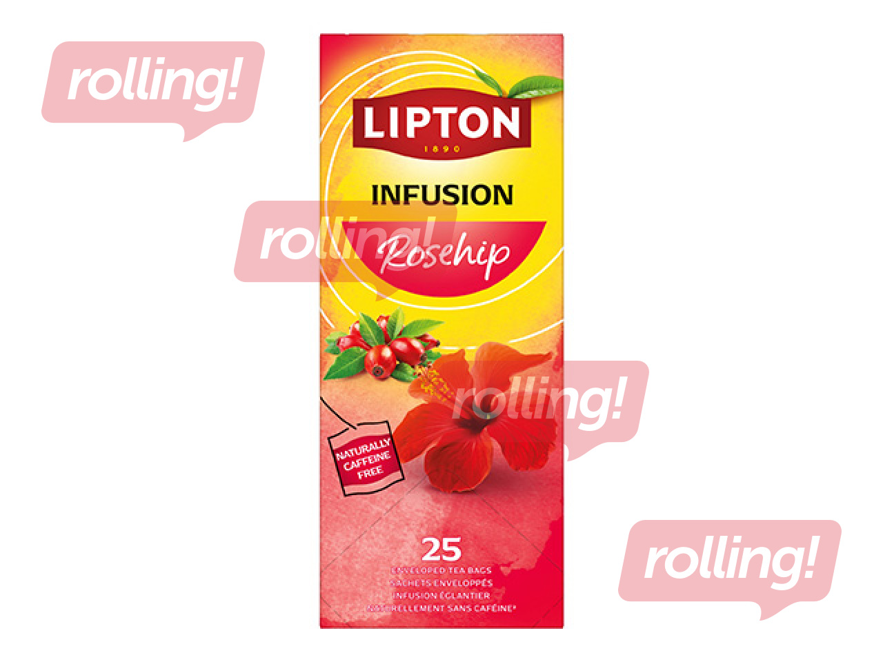 Tēja augļu Lipton ar mežrozītēm un hibiska augļiem, 25 pac. 