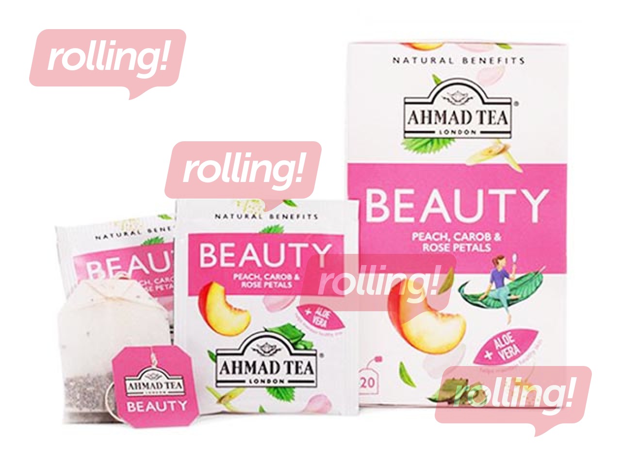 Tēja zāļu Ahmad Beauty, persiku un citronu verbenas, 20 pac.