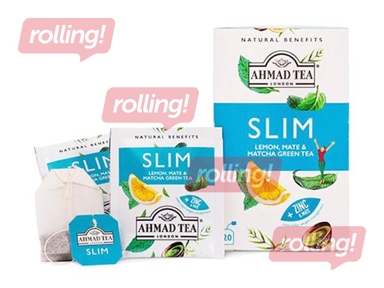 Tea Ahmad Slim, lemon, matte and matcha, foil converters, 20 pcs.