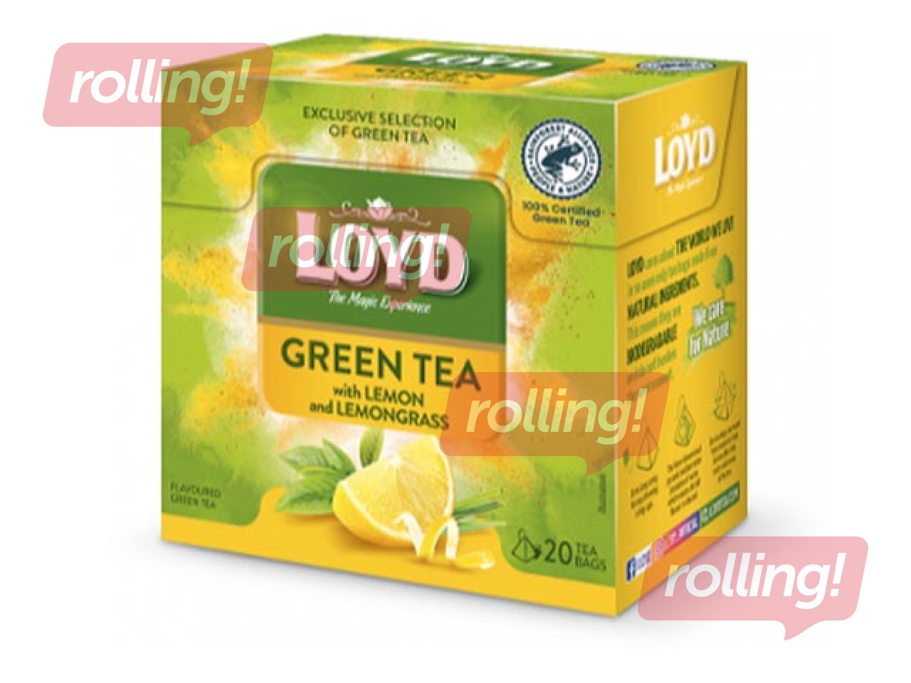 Tēja zaļā Loyd ar citronu un citronzāles garšu, 20 pac.