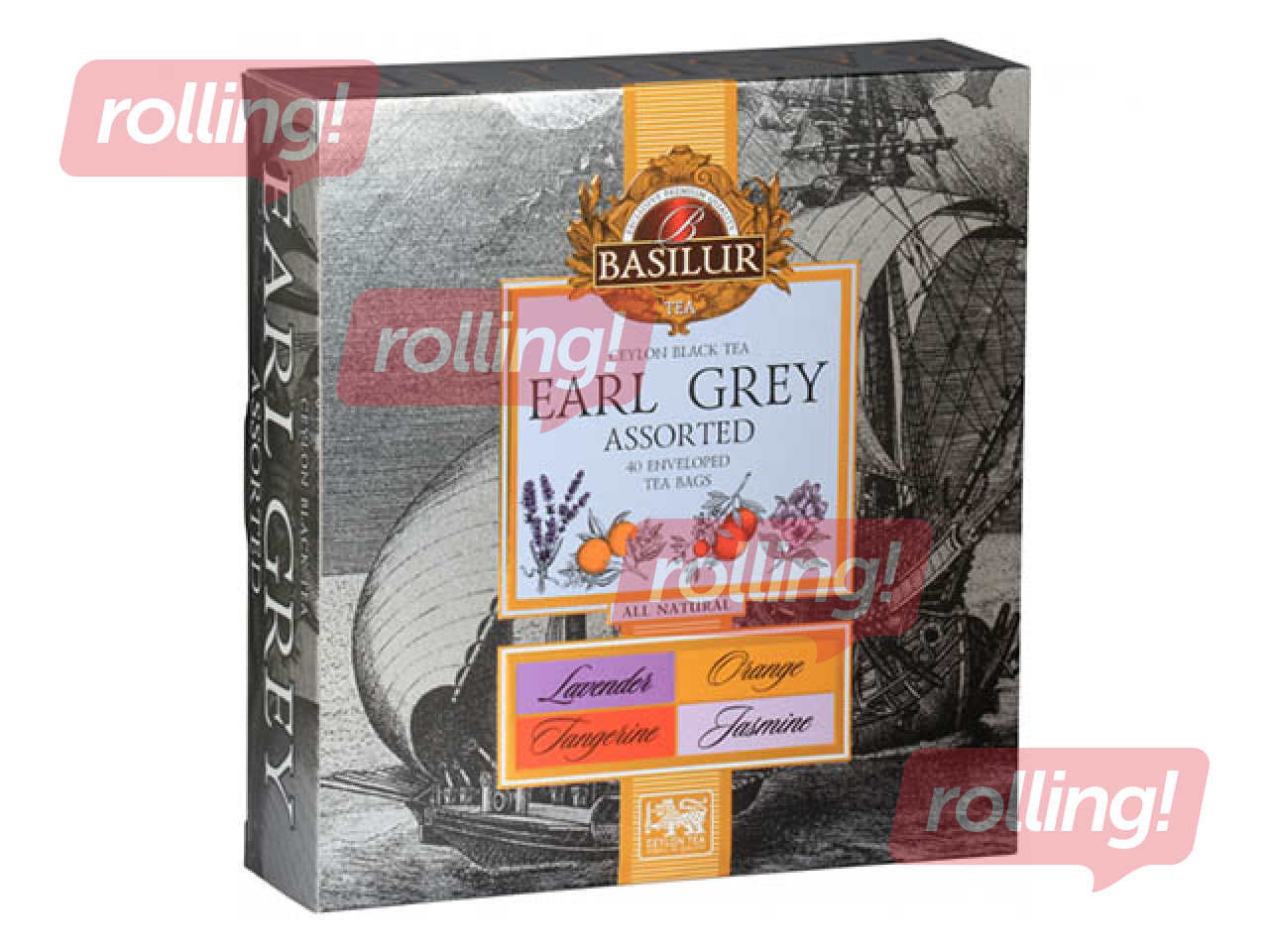 Black tea Basilur Earl Grey Assorted, 40 pcs
