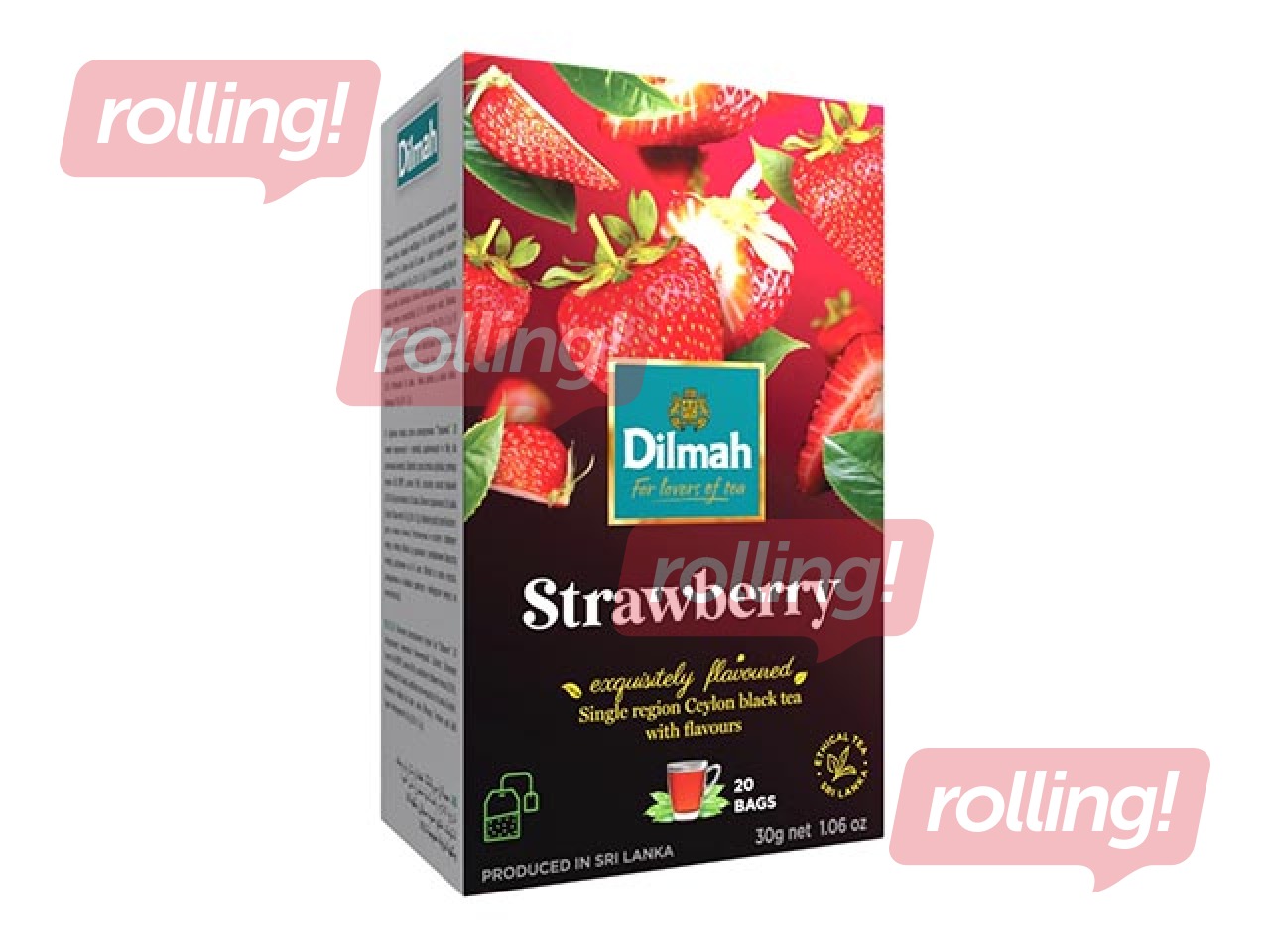 Tēja melnā Dilmah ar zemeņu garšu, 20 pac.