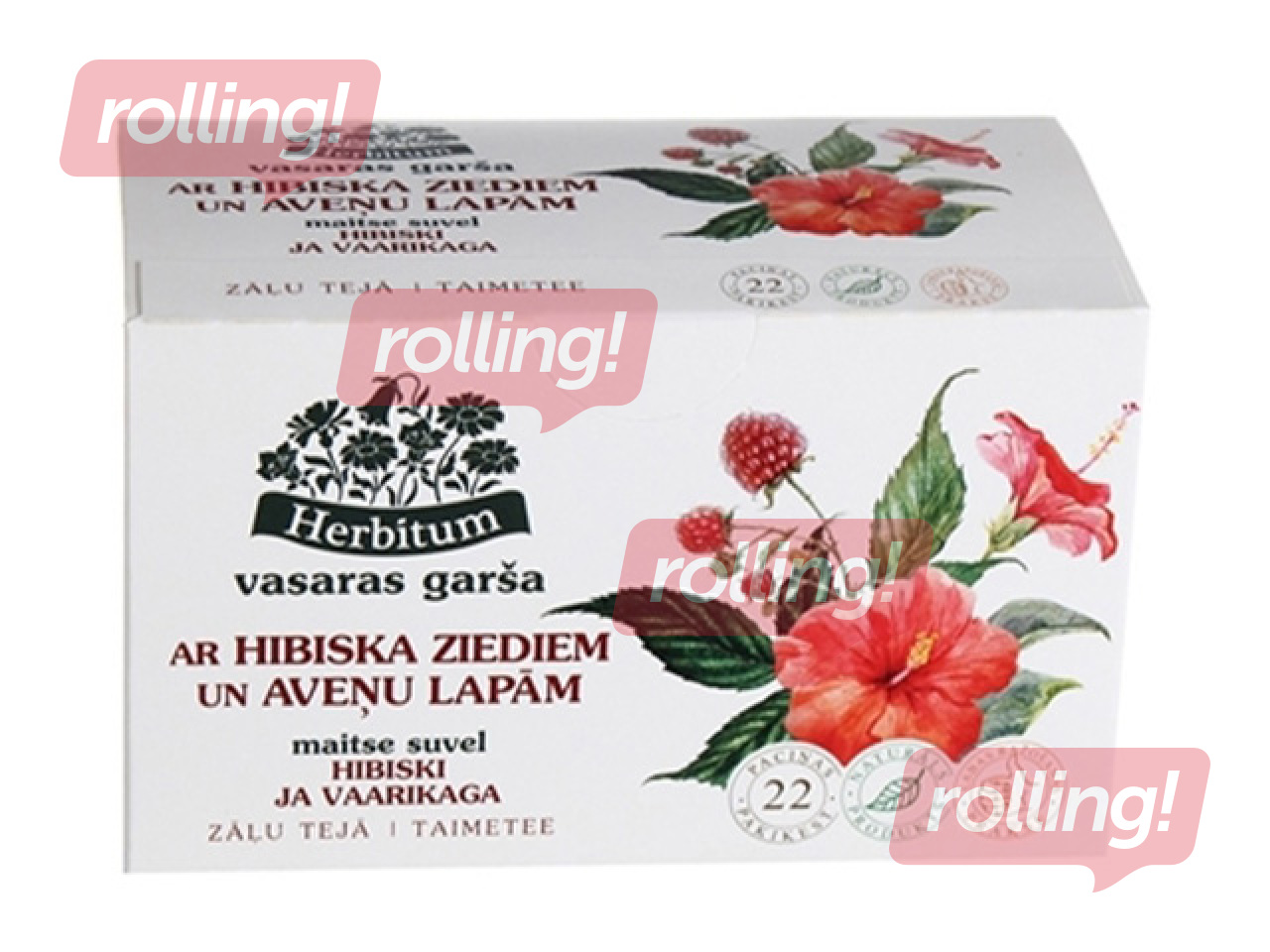 Фруктовый чай Herbitum, «Летний вкус» с цветками гибискуса и листьями малины, 22 пакетика