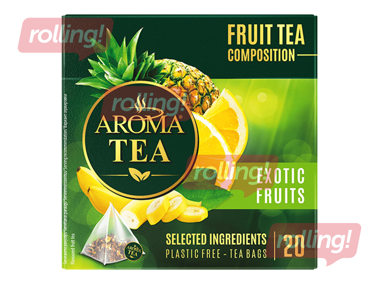 Tēja augļu Aroma Tea, eksotisko augļu, piramīdas maisiņi, 20 pac.