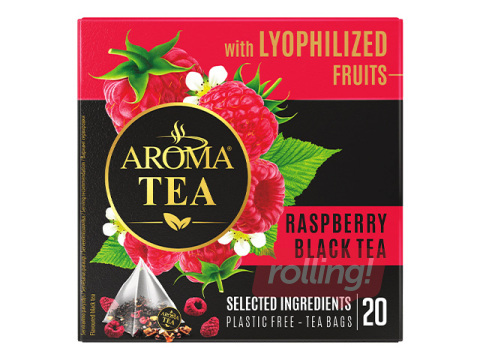 Чёрный чай Aroma Tea, Сублимированная малина, 20 пак.