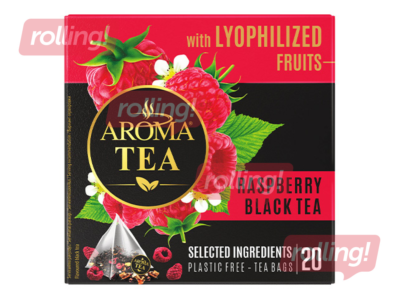 Чёрный чай Aroma Tea, Сублимированная малина, 20 пак.