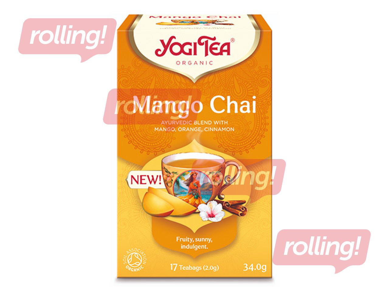 Tēja ajūrvēdas Bio Yogi, Mango Chai, 17 pac.