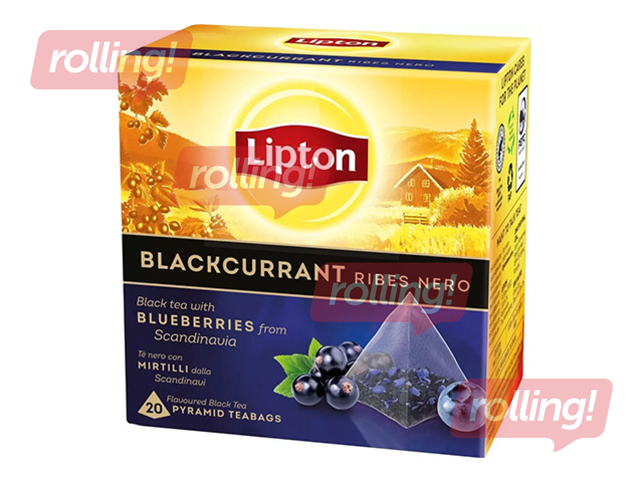 Black tea Lipton with blackcurrant, pyramid, 20 pcs
