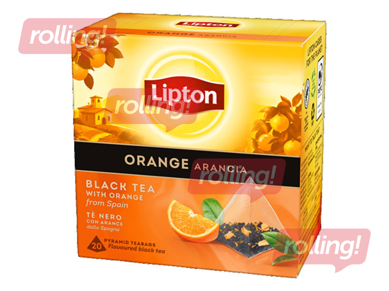 Black tea Lipton orange, pyramid, 20 pcs