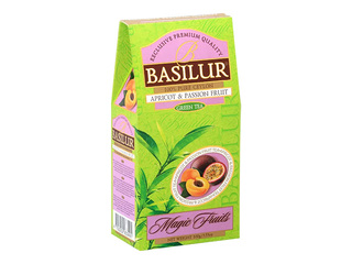 Green tea Basilur Magic Fruits with apricot and passion fruit flavour, 100g