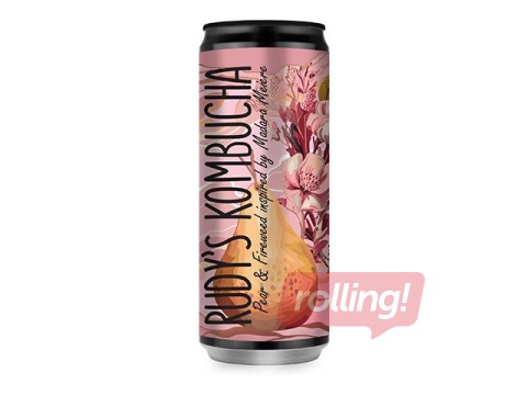 Kombuča Rudy's Kombucha, bumbieris un ugunspuķe, skārdene, 330ml (Taras depozīts iekļauts cenā)