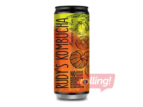 Kombuča Rudy's Kombucha, mandarīns un yuzu, skārdene, 330ml (Taras depozīts iekļauts cenā)