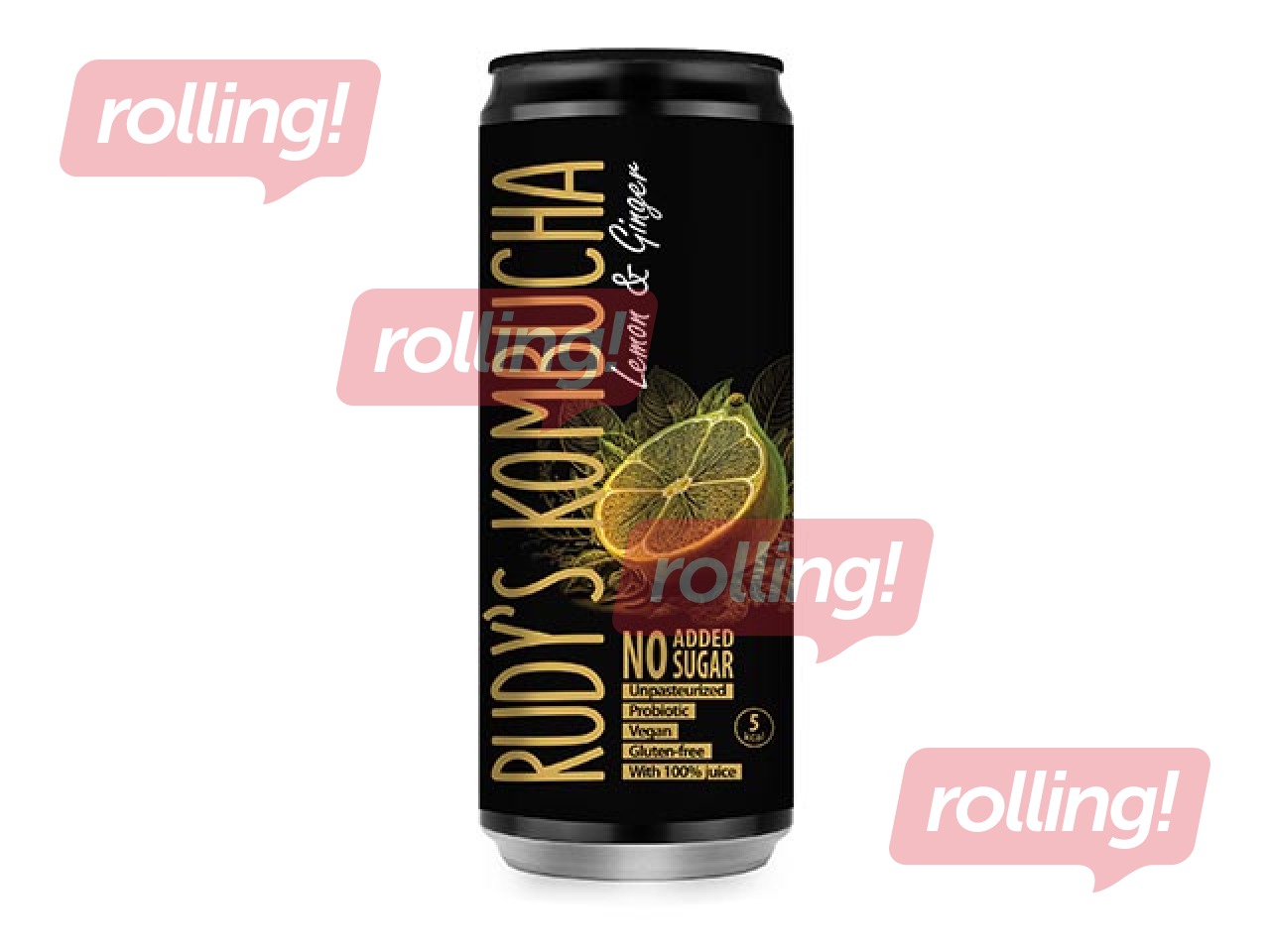 Kombuča Rudy's Kombucha, citrons un ingvers, skārdene, 330ml (Taras depozīts iekļauts cenā)