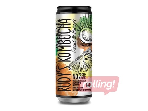 Комбуча Rudy's Kombucha, кокос и ананас, банка, 330 мл