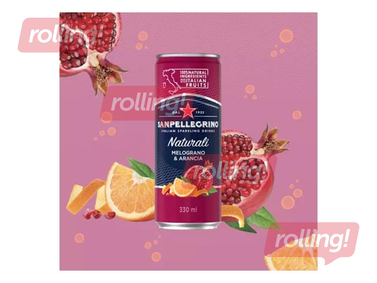 Gāzēts dzēriens S.Pellegrino, Melograno&Arancia, 330ml (taras depozīts iekļauts cenā)