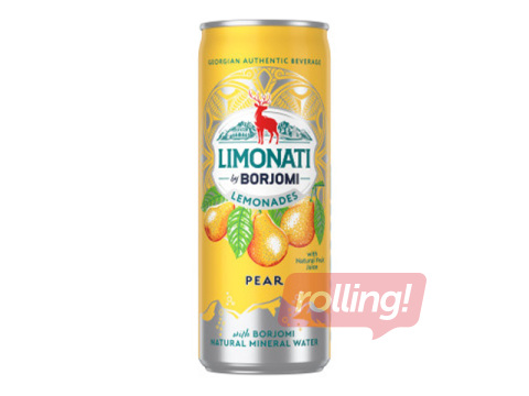 Gāzēts dzēriens Limonati by Borjomi ar bumbieru, skārdene, 330ml 