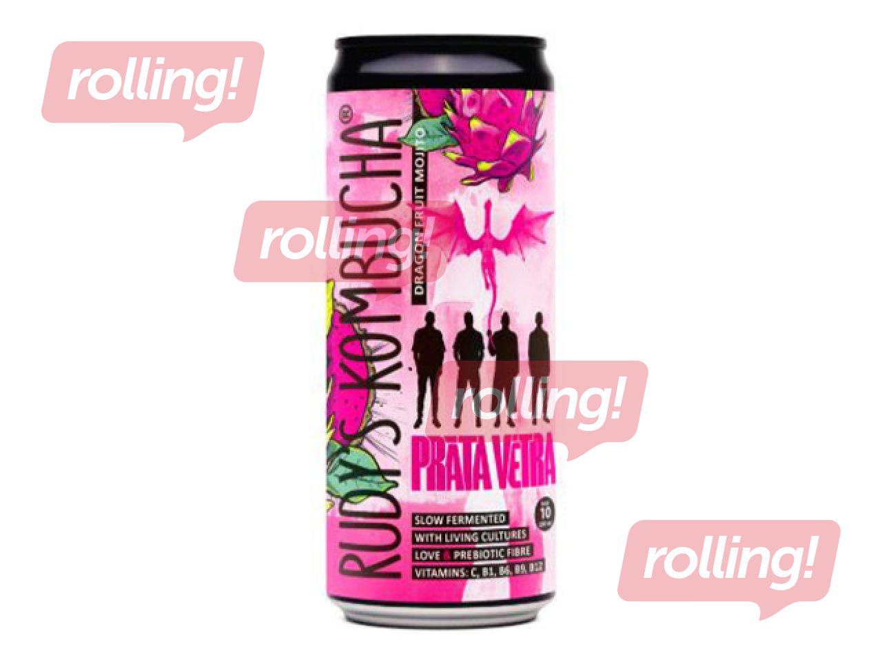 Kombuča Rudy's, Prāta Vētra, Dragon Fruit Mojito, 330ml (Taras depozīts iekļauts cenā)