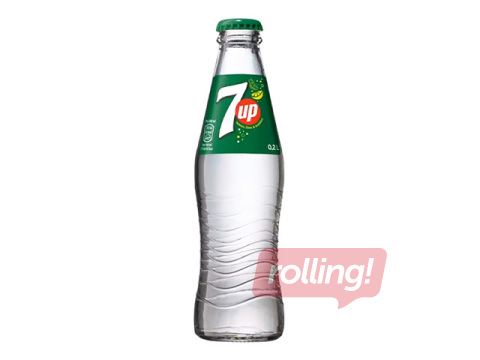 Gāzēts dzēriens 7Up, citronu-laima, stikls, 200ml (Taras depozīts iekļauts cenā)