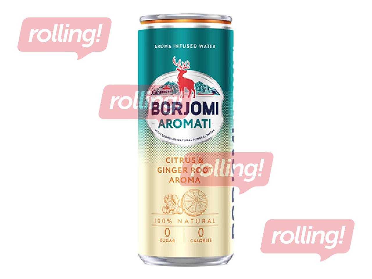 Gāzēts dzēriens Borjomi Aromati ar Citrus Mix-Ginger, skārdene, 330ml (Taras depozīts iekļauts cenā)