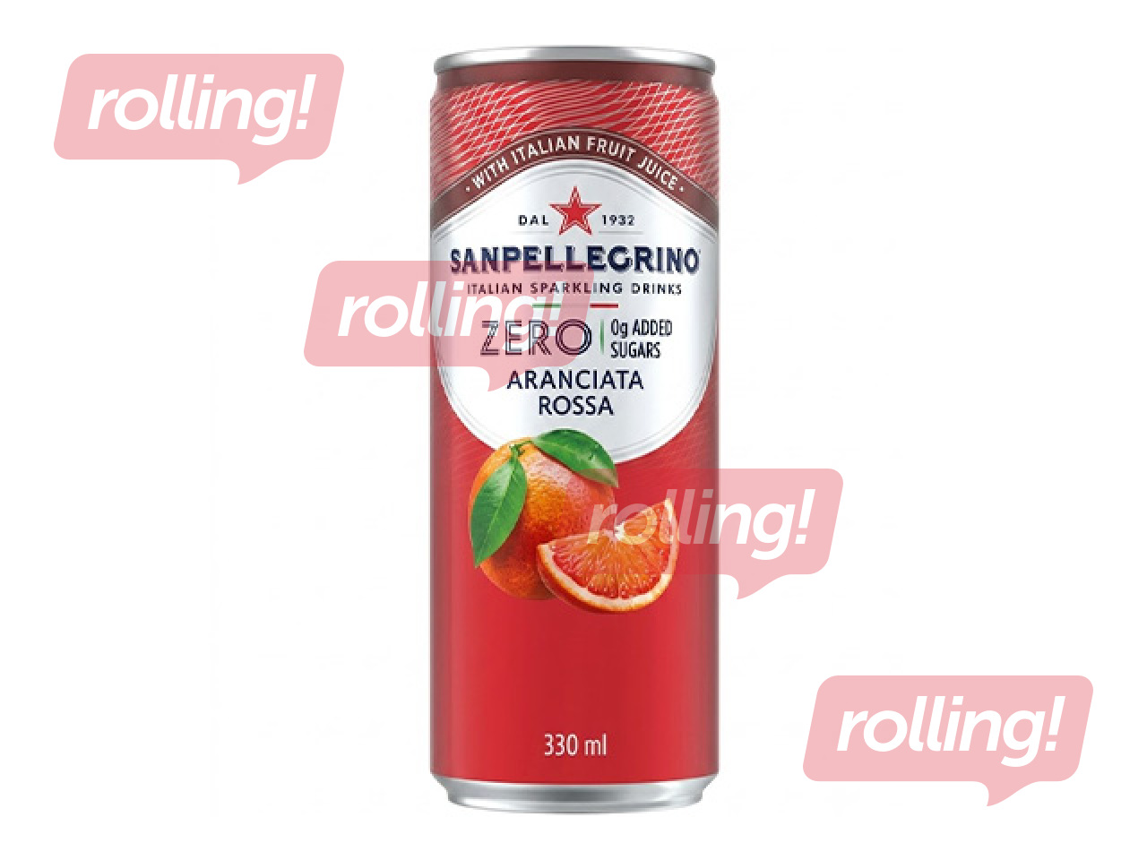 Carbonated drink Sanpellegrino Zero Aranciata Rossa, can, 330ml (Container deposit included in th