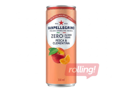 Gaseeritud jook Sanpellegrino Zero Peach & Clementin, purk, 330ml (Pakendipant sisaldub hinnas)