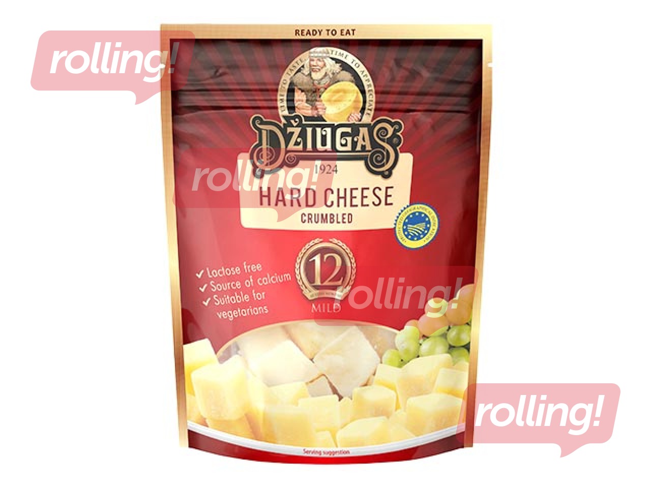 Cietais siers Džiugas Mild drupināts 40%, 12 mēn,100 g