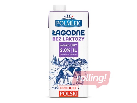 Piens bez laktozes Polmlek, 2%, 1L
