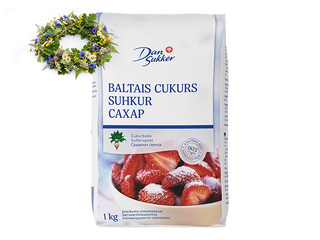Cukurs baltais Dansukker, 1kg +Līgo dāvana!