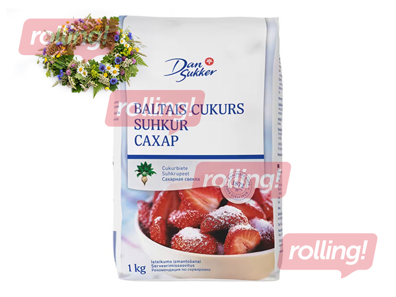 Cukurs baltais Dansukker, 1kg +Līgo dāvana!
