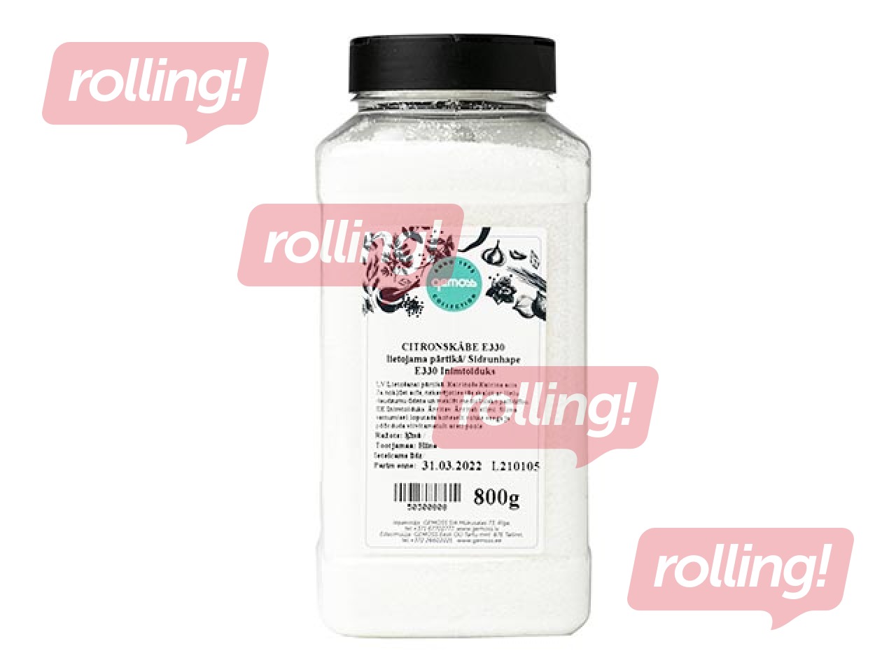 Citronskābe, plastmasas traukā ar skrūvējamu vāciņu, 800g