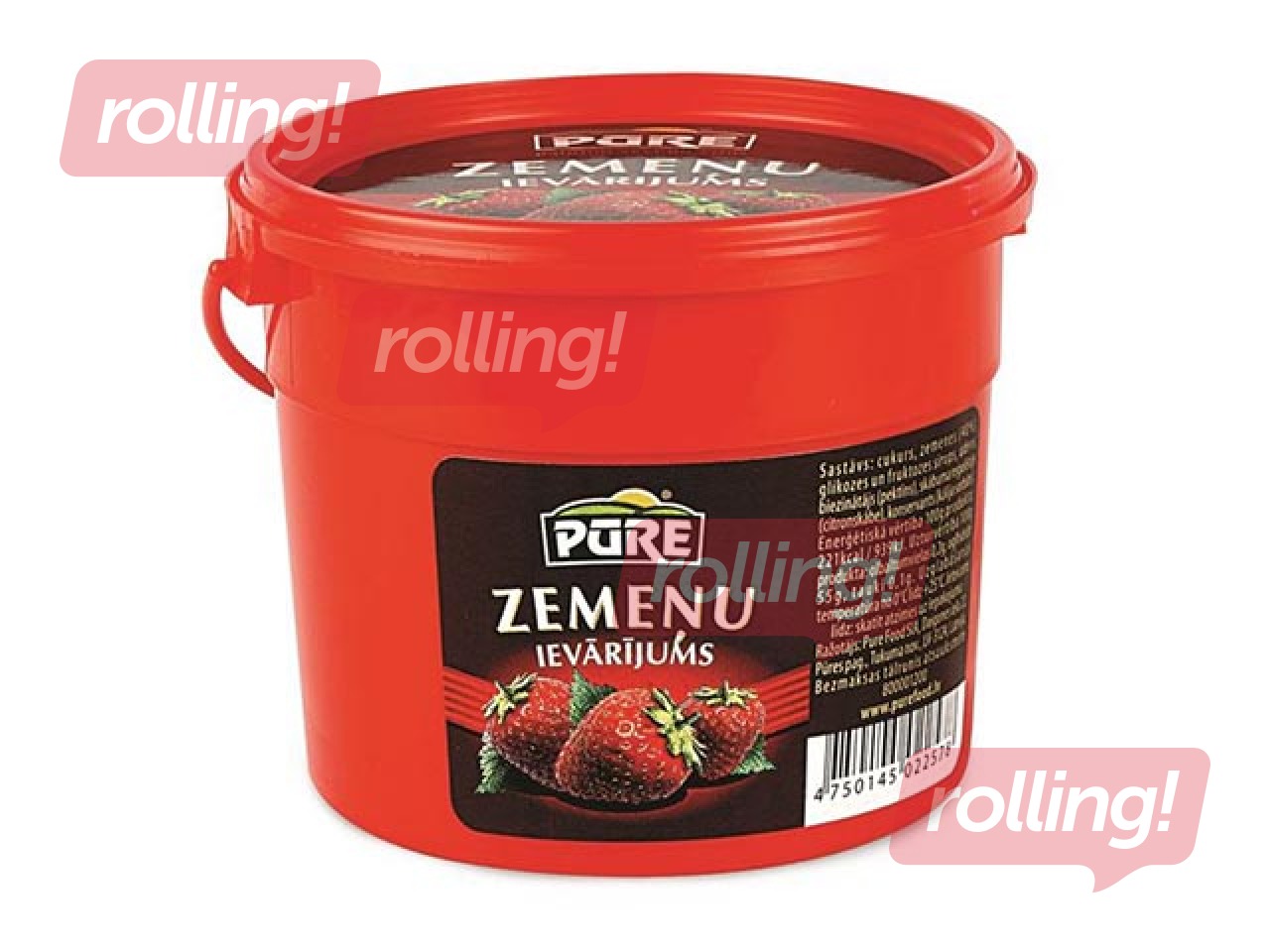 Strawberry jam Pūre, in a plastic bucket, 410g