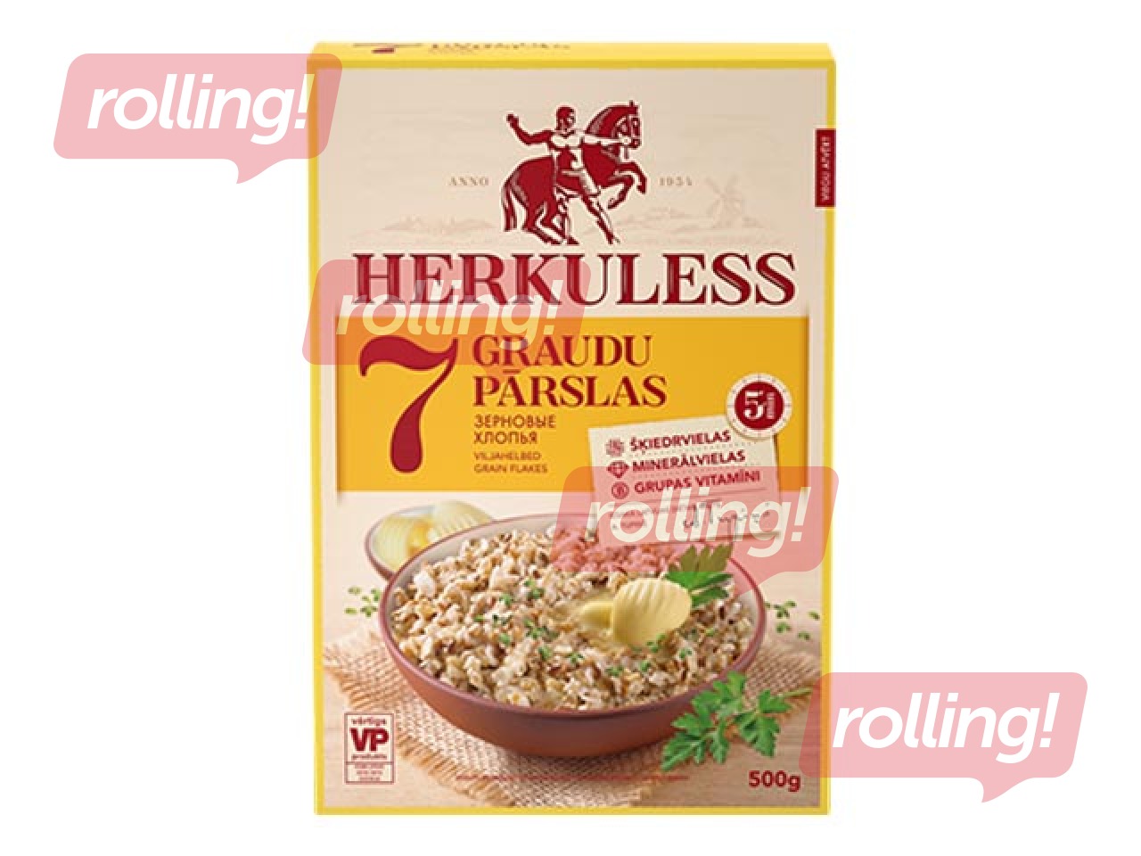 7 graudu pārslas Herkuless ar klijām un linsēklām, 500g