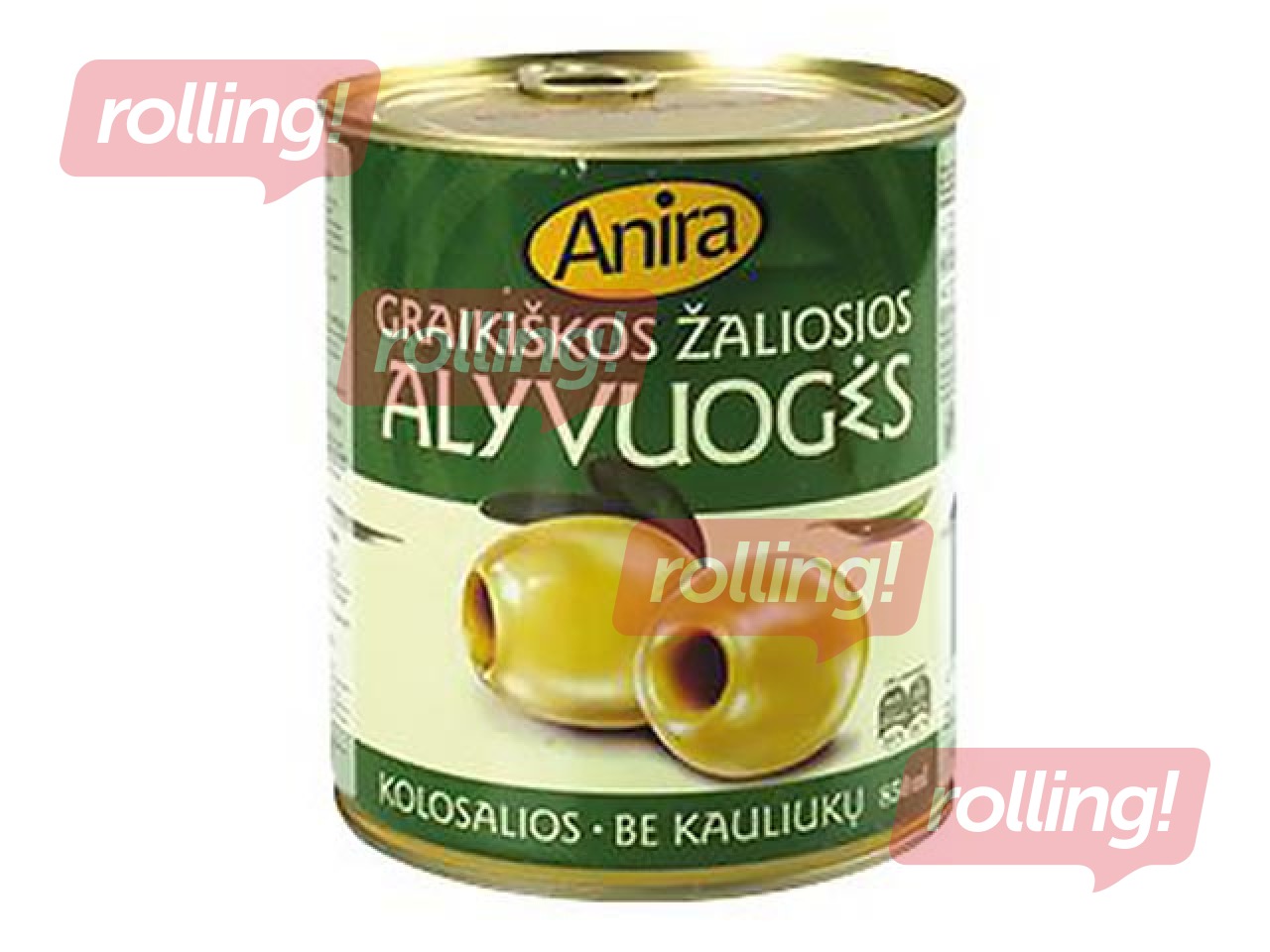 Zaļās olīvas ANIRA, bez kauliņiem, 0.38kg / 0.82kg 