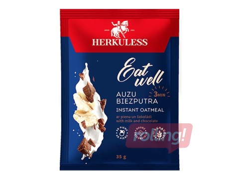 Auzu pārslu biezputra Herkuless, ar pienu un šokolādi, 35g